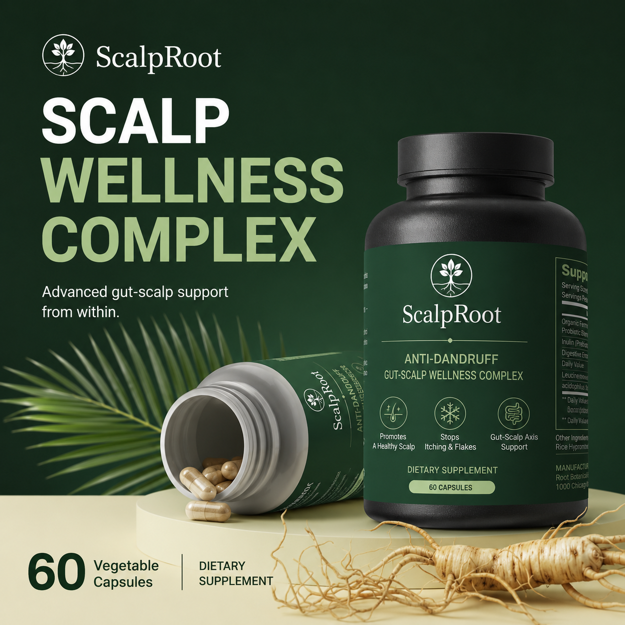 Scalproot - Anti-Dandruff Gut-Scalp Wellness Complex