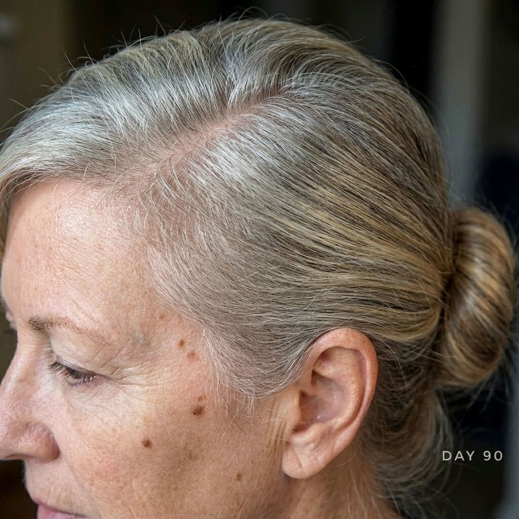 Scalp after 90 days of ScalpRoot — clean and clear